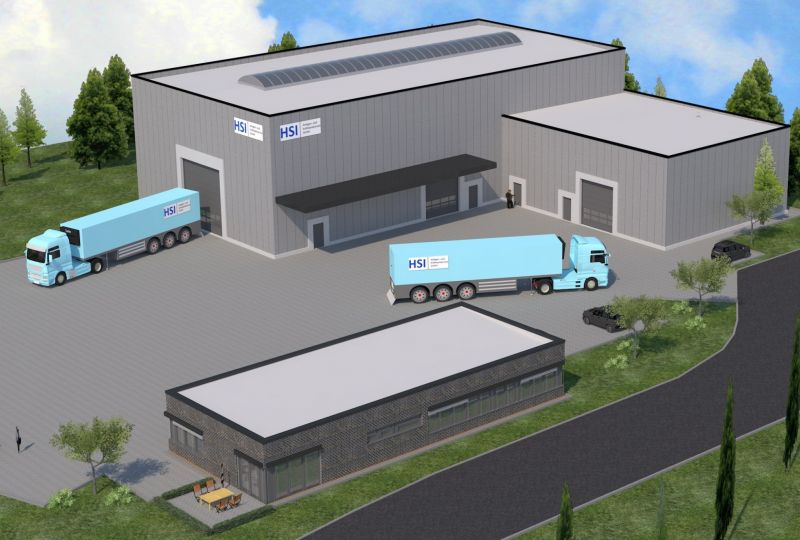 Visualisierung des Neubaus der HSI Anlagen und Kraftwerkservice GmbH. Grafik: Bartram Bau-System / HSI