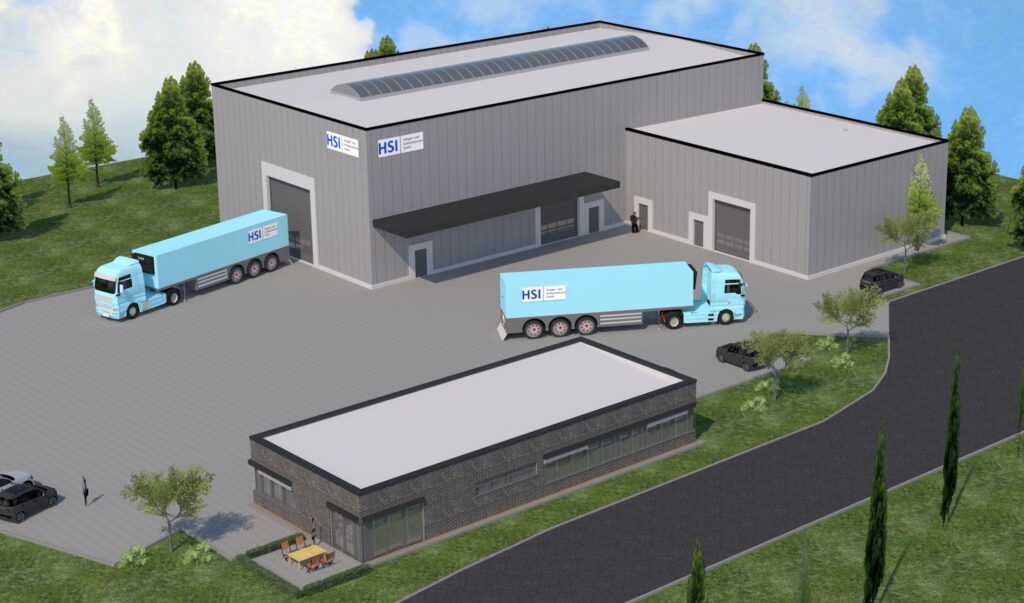 Visualisierung des Neubaus der HSI Anlagen- und Kraftwerkservice GmbH im TIP Innovationspark Nordheide. Grafik: Bartram Bau-Systeme